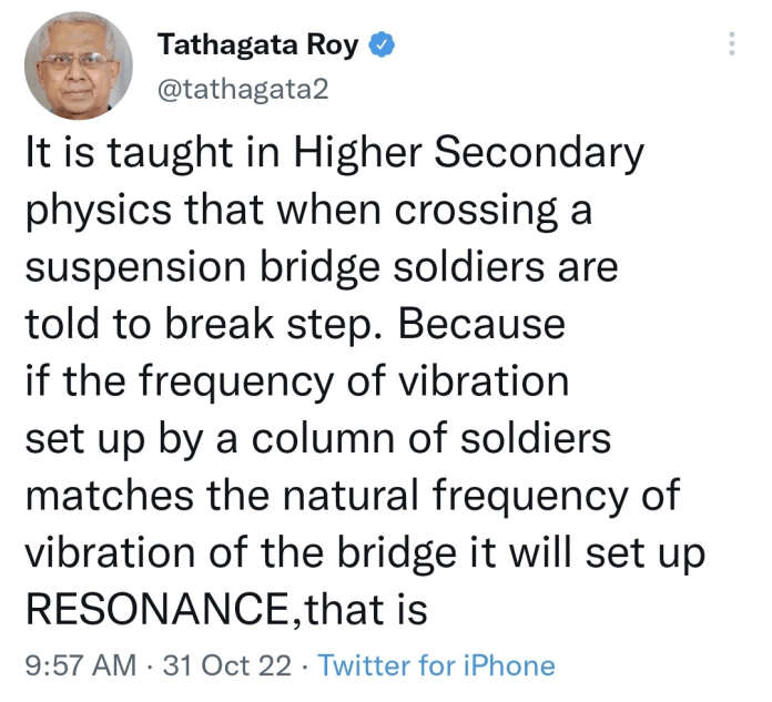 Morbi bridge collapse intrigues experts (internal image): Tathagata Roy of the BJP